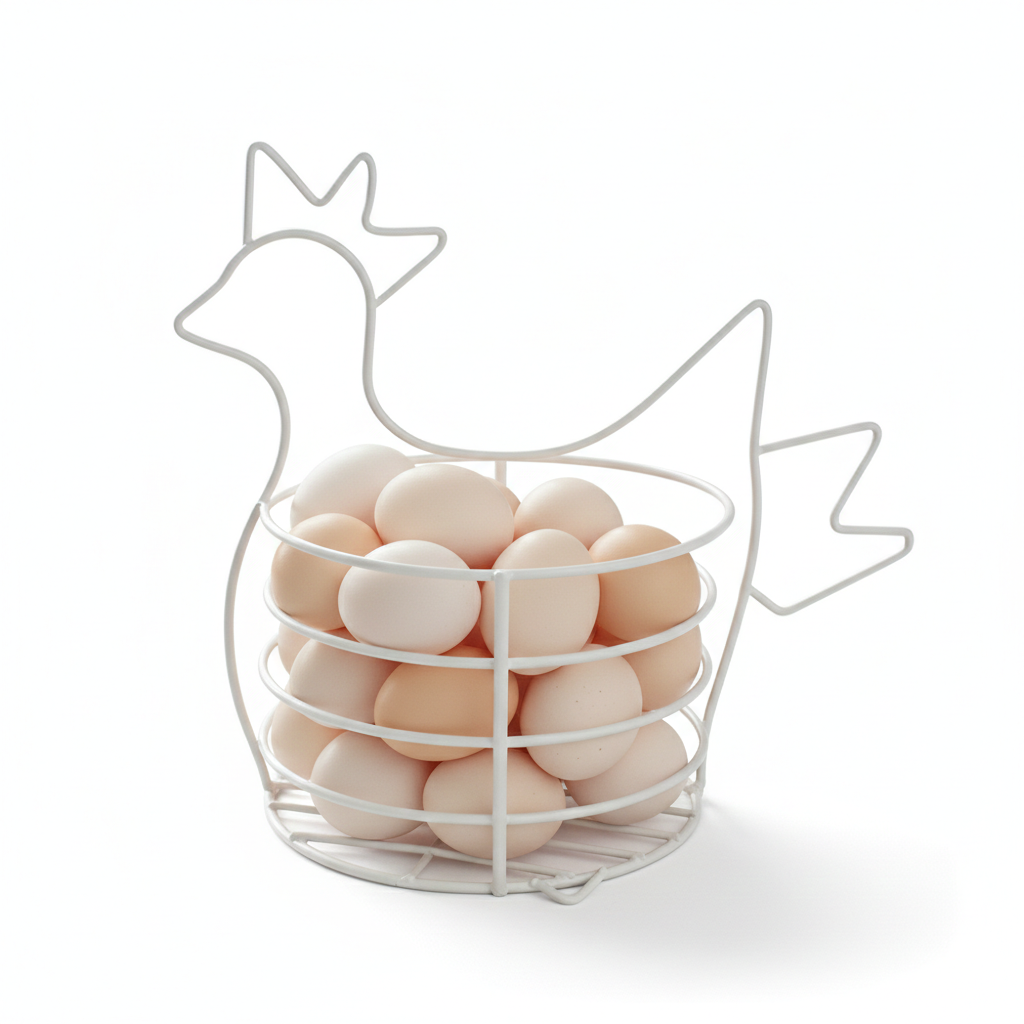 Gallina Multiusos GINLU como huevera — Hasta 30 huevos ordenados y a la vista.